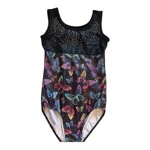 Colorful Butterfly Leotard with Rhinestones